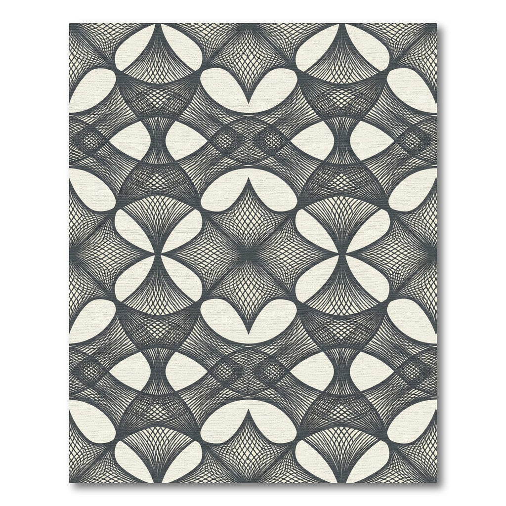Minimalist Charcoal Interwoven Lattice Rug