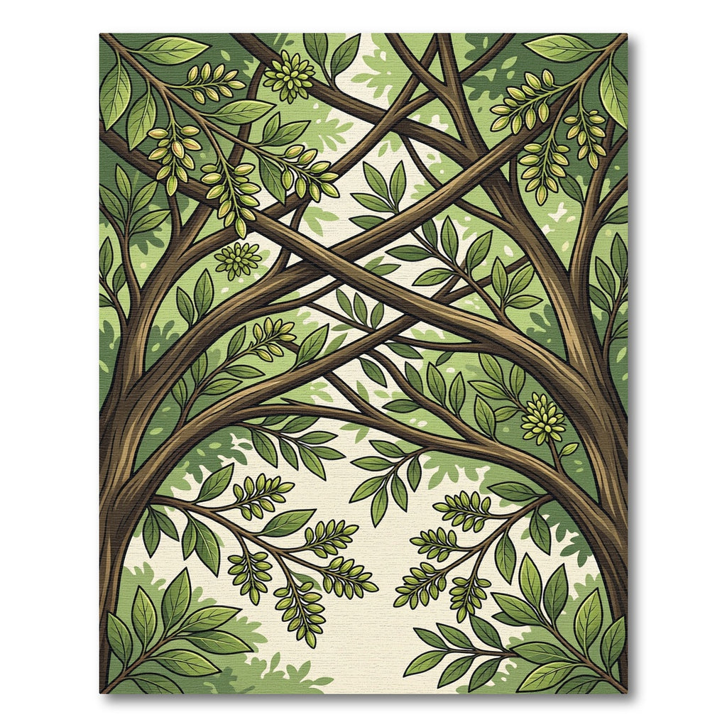 Lush Green Canopy Botanical Foliage Rug