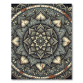 Gray Rustic Mandala Floral Art Rug