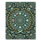 Sage Floral Wreath Medallion Botanical Rug