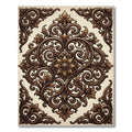 Ornate Brown Floral Scrollwork Rug