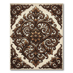 Ornate Brown Floral Scrollwork Rug