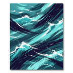 Aqua Deep Blue Brushstroke Wave Rug