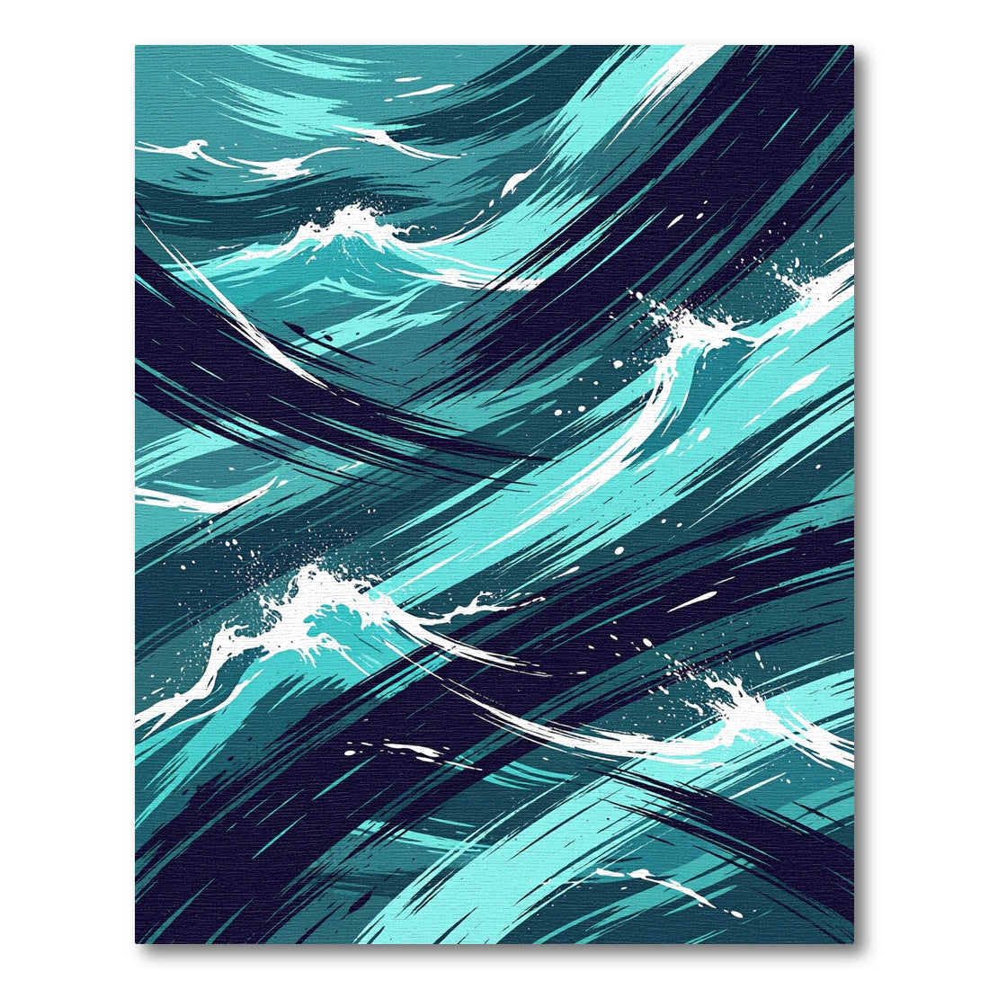 Aqua Deep Blue Brushstroke Wave Rug