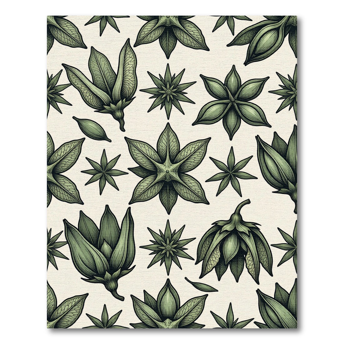 Sage Green Botanical Starry Foliage Rug
