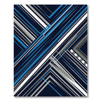 Modern Blue and Silver Diagonal Stripe Rug