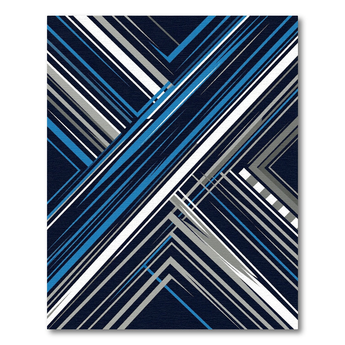 Modern Blue and Silver Diagonal Stripe Rug
