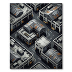 Industrial Cityscape Isometric Aerial View Rug