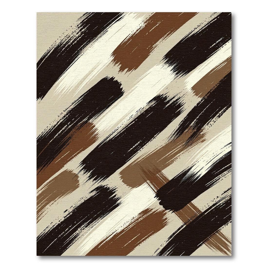 Earthy Brown Cream Brush Strokes Rug