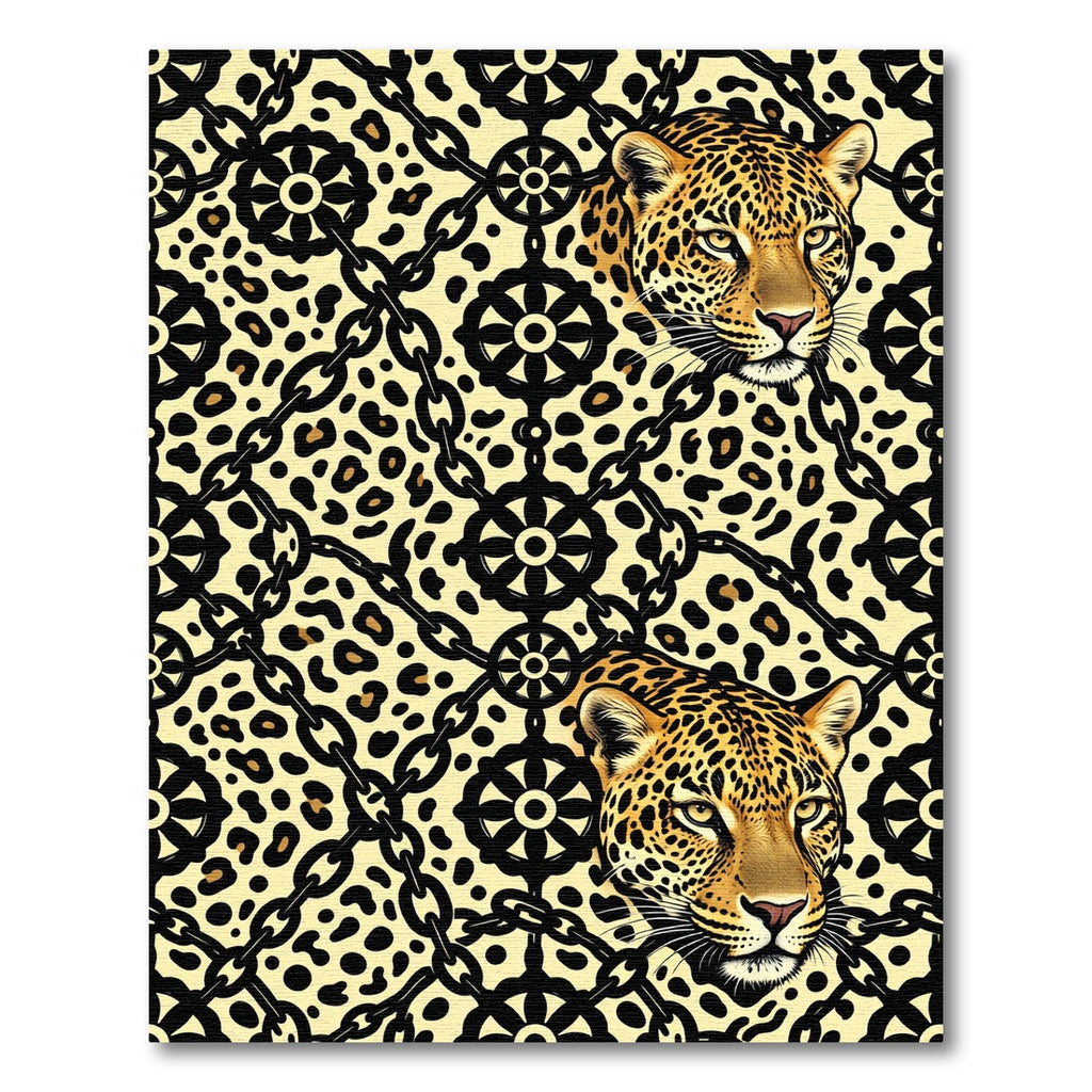 Golden Leopard Chain Medallion Rug