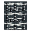 Monochromatic Lighthouse Coastal Pattern Rug