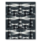 Monochromatic Lighthouse Coastal Pattern Rug