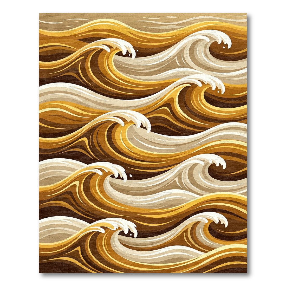 Golden Abstract Wave Swirl Rug