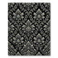 Ornate Black And Gray Damask Scroll Rug