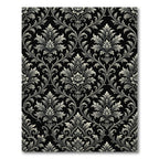 Ornate Black And Gray Damask Scroll Rug