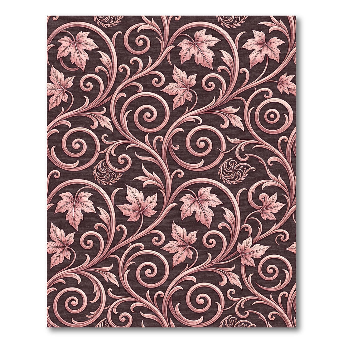 Rose Gold Vine Leaf Scroll Rug