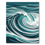 Deep Teal Abstract Swirling Ocean Wave Rug
