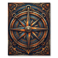 Vintage Copper Blue Compass Medallion Rug
