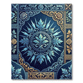 Ornate Blue and Gold Floral Medallion Rug