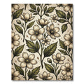 Vintage Cream Floral Botanical Illustration Rug