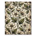 Vintage Cream Floral Botanical Illustration Rug