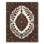 Ornate Burgundy Floral Medallion Cloud Art Rug