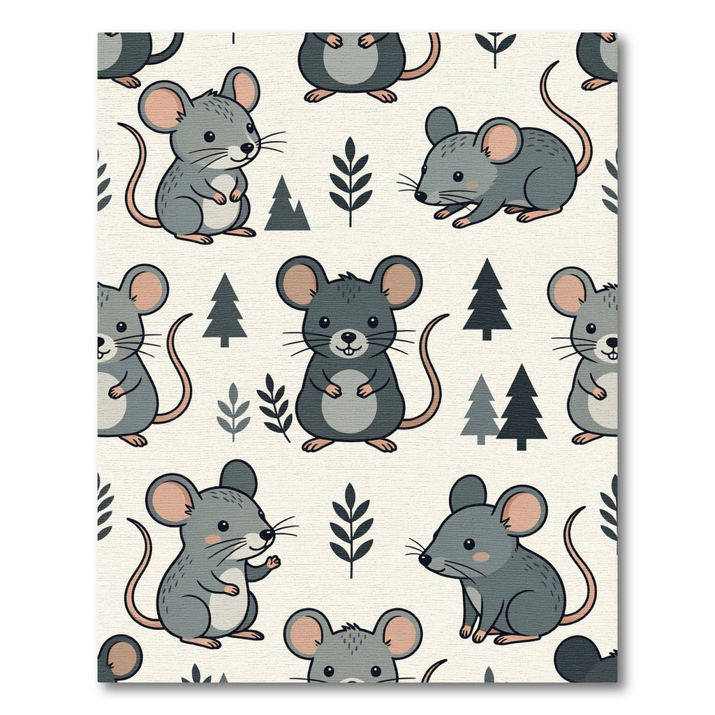 Adorable Gray Woodland Mouse Forest Rug