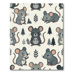 Adorable Gray Woodland Mouse Forest Rug
