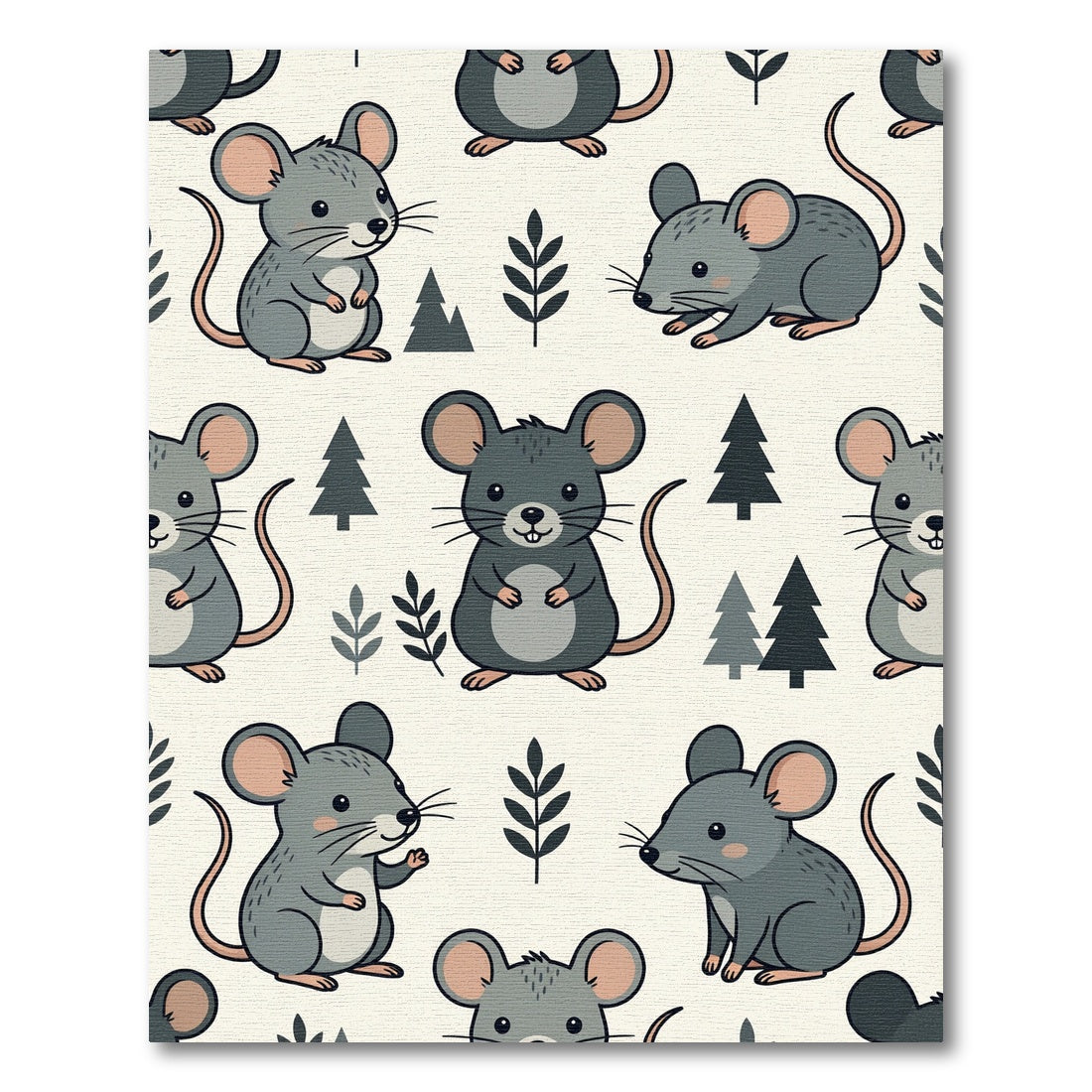 Adorable Gray Woodland Mouse Forest Rug
