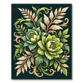 Elegant Sage Floral Botanical Scroll Rug