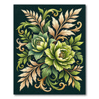 Elegant Sage Floral Botanical Scroll Rug
