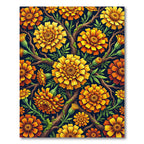 Vibrant Golden Marigold Branch Botanical Rug