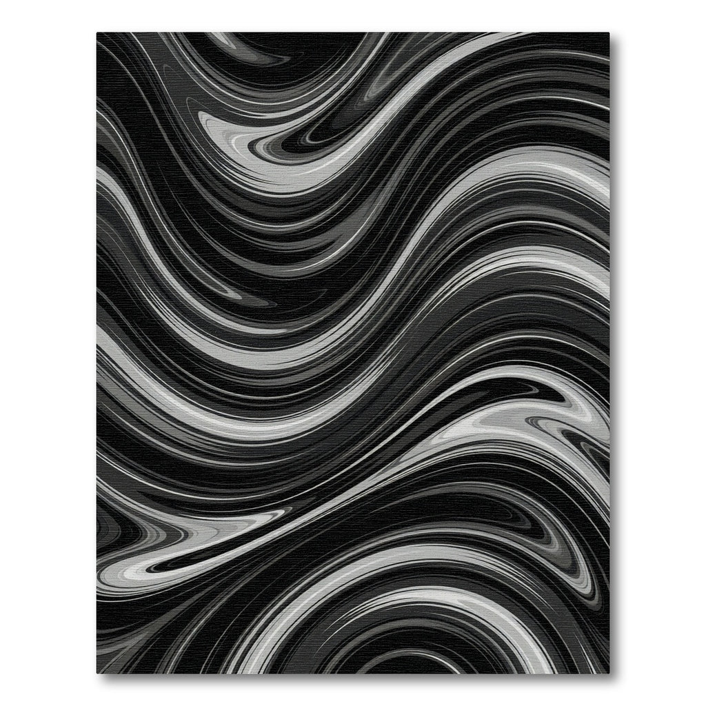 Monochrome Swirl Abstract Fluid Lines Rug