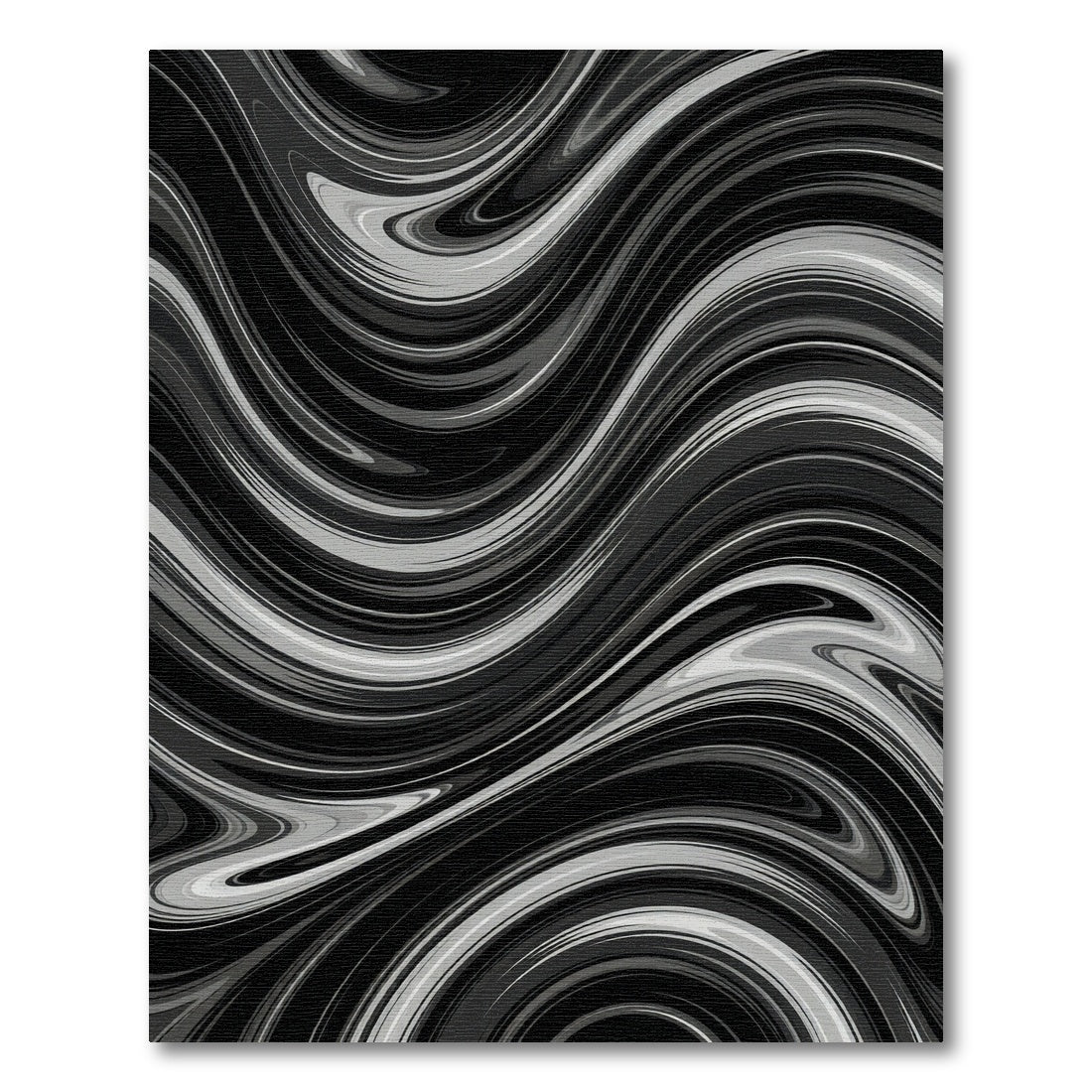Monochrome Swirl Abstract Fluid Lines Rug