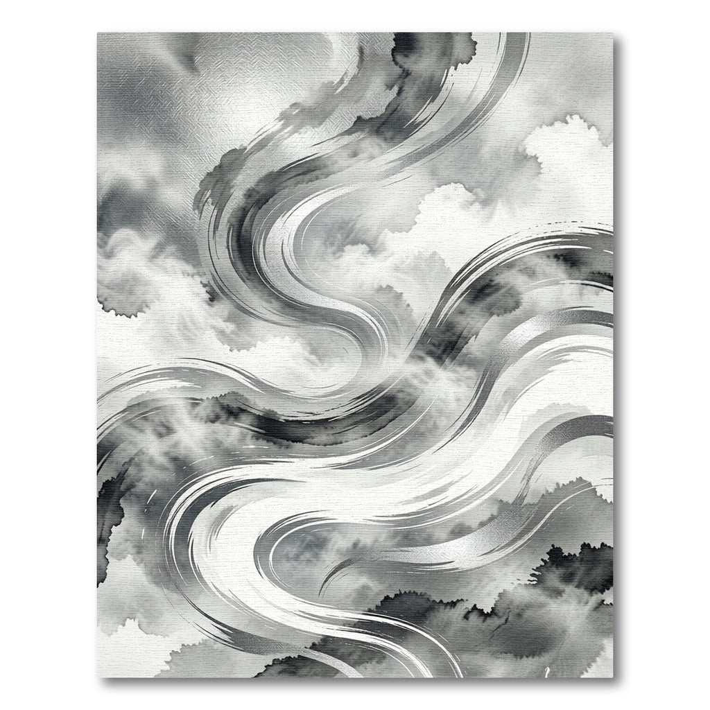 Monochrome Abstract Ink Swirl Rug