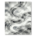 Monochrome Abstract Ink Swirl Rug