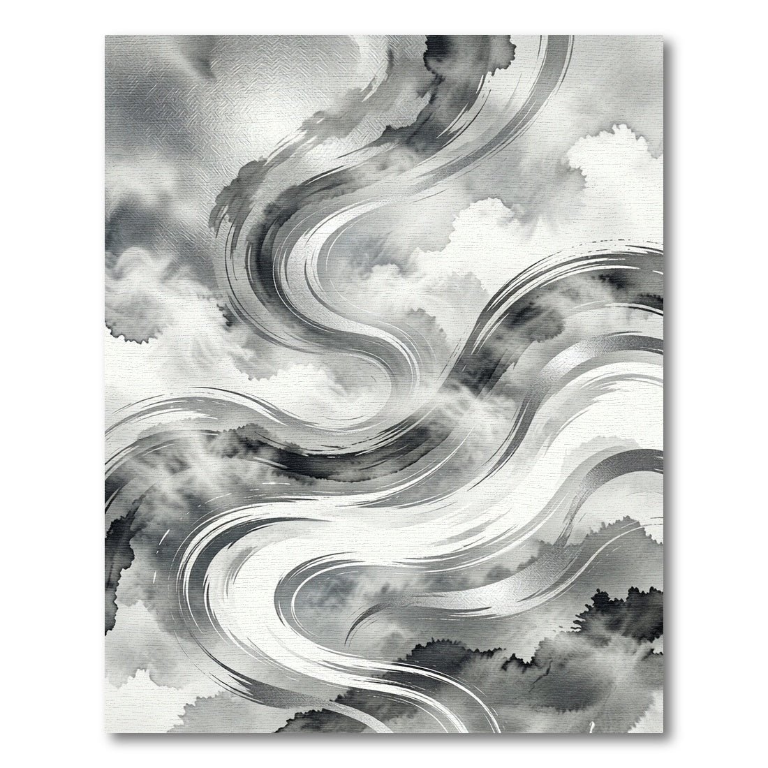 Monochrome Abstract Ink Swirl Rug