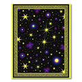 Yellow Bordered Cosmic Night Sky Stars Rug