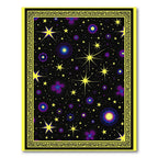 Yellow Bordered Cosmic Night Sky Stars Rug