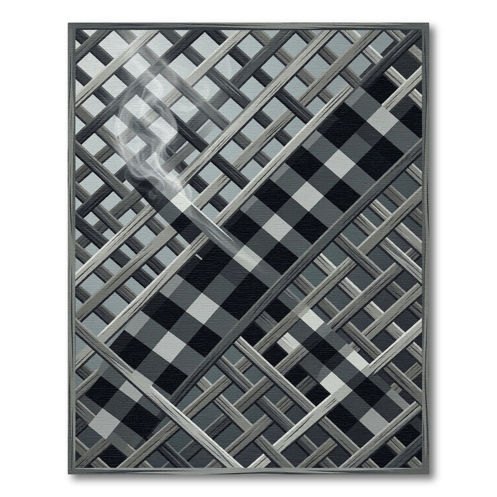 Monochrome Checkered Lattice Geometric Area Rug