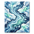 Abstract Blue Watercolor Ocean Wave Rug