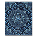 Deep Blue Baroque Fleur-de-lis Medallion Rug