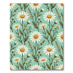 Charming White Daisy Floral Mint Meadow Rug
