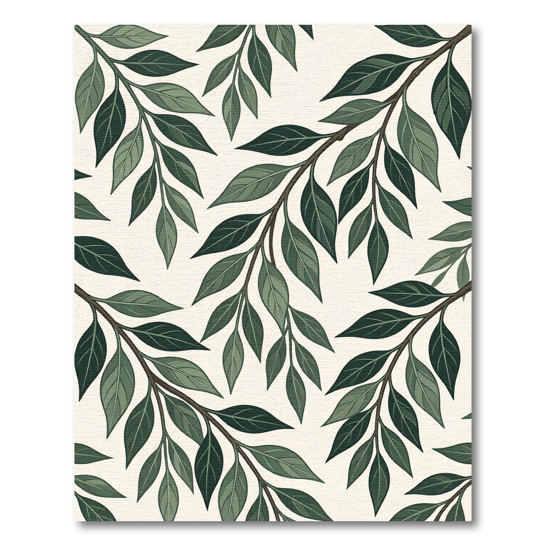 Deep Green Leafy Branch Overlay Rug