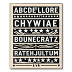Black White Typography Star Border Rug