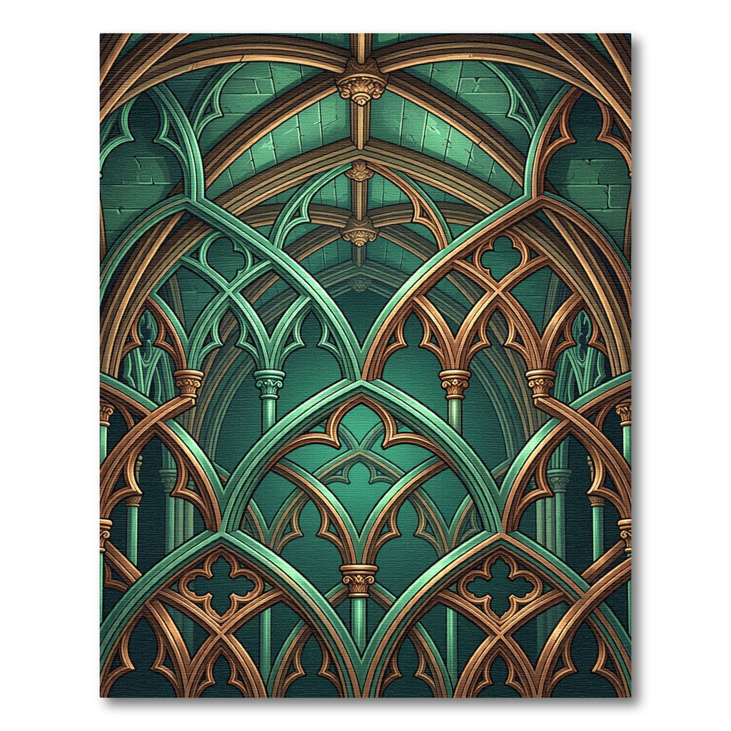 Emerald Gothic Vaulted Arch Treasury Rug