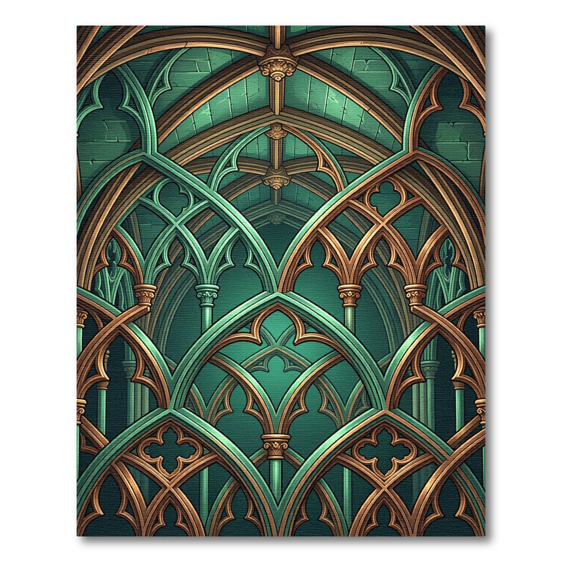 Emerald Gothic Vaulted Arch Treasury Rug