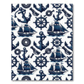 Navy Nautical Anchor Ship Helm Illustration Rug