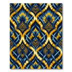 Deep Blue Yellow Tie Dye Lattice Rug