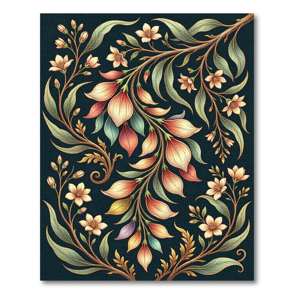 Ethereal Salmon Floral Vine Botanical Rug